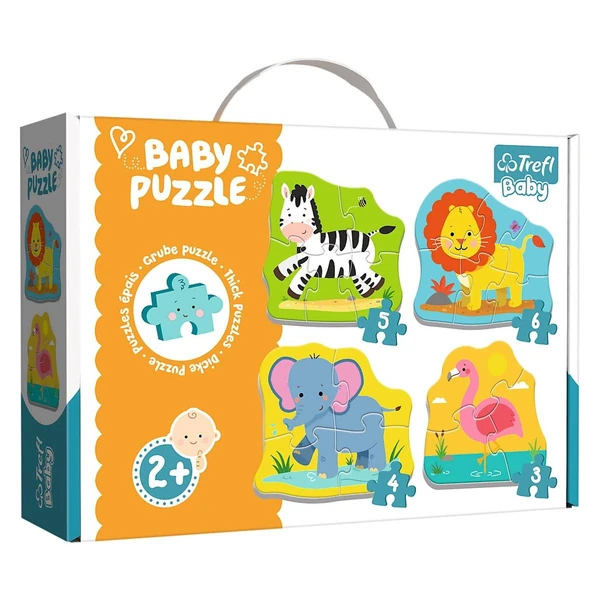 Trefl Baby Puzzle – четири сложувалки со животни – Baby Puzzle – сафари животни