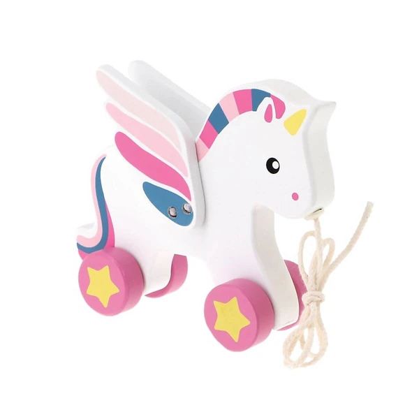 Дрвени животни за влечење Trefl – мече или еднорог – Rainbow Unicorn – дрвен еднорог за влечење