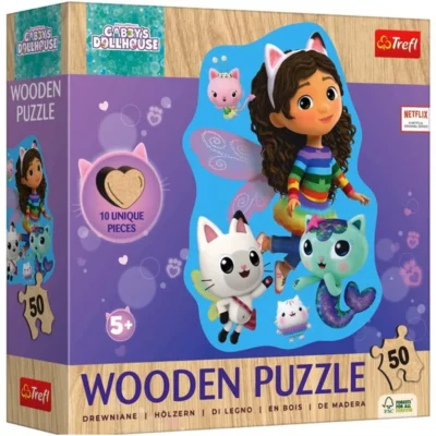 Дрвени сложувалки Trefl Wooden Puzzle, 50 делови – Wooden Junior – веселата Gabby