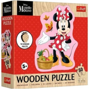 Дрвени сложувалки Trefl Wooden Puzzle, 50 делови – Wooden Junior – веселата Minnie