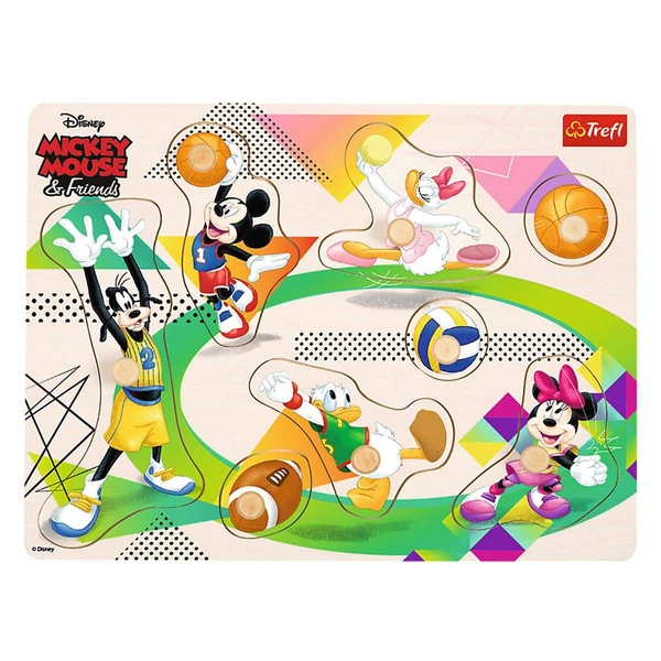 Дрвени сложувалки Trefl со рачки – Mickey и дружината – Mickey – спортска дружина