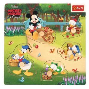 Дрвени сложувалки Trefl со рачки – Mickey и дружината – Mickey Mini – дружина во овоштарник