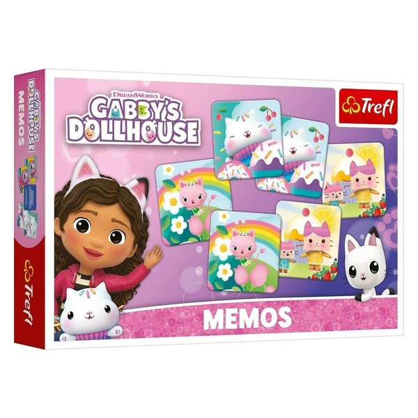 Игри за меморија Trefl Memos – избор на ликови – Memos – мачешкиот свет на Gabby
