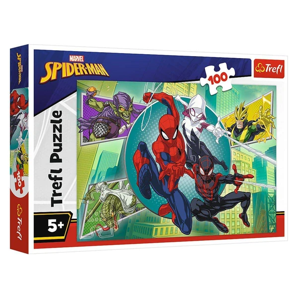 Сложувалки Trefl со 100 делови – избор на слика – Spider-Man над градот