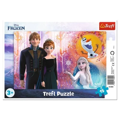 Сложувалки Trefl во рамка, 15 делови – избор на мотив – Рамка 15 – Frozen, среќни спомени