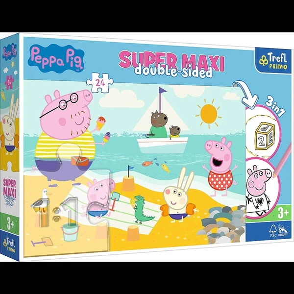 Двострана сложувалка Trefl Super Maxi Peppa Pig, 24 делови