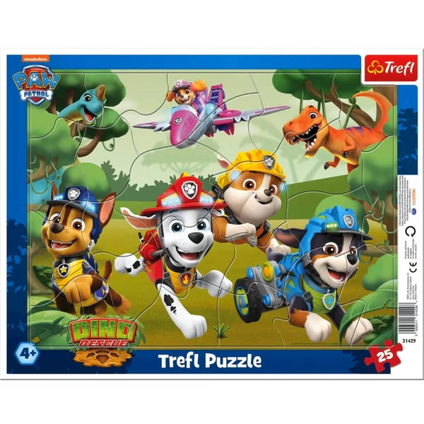 Сложувалка во рамка Trefl, 25 делови – избор на мотив – Paw Patrol – тимски трикови