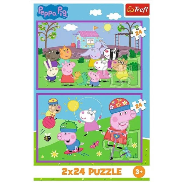 Комплет Trefl со две сложувалки од по 24 делови – Peppa Pig на игралиште