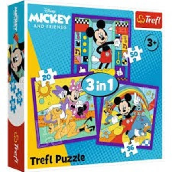 Комплет сложувалки Trefl 3во1, 20–50 делови – Mickey – весели пријатели