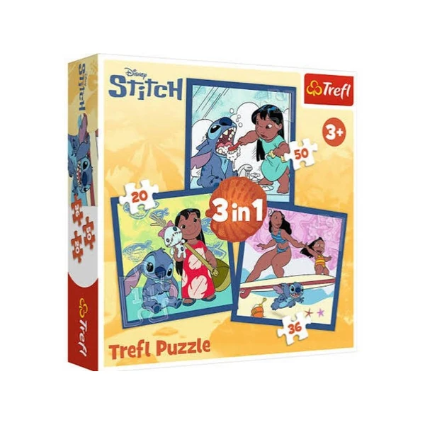 Комплет сложувалки Trefl 3во1, 20–50 делови – Lilo и Stitch – време заедно
