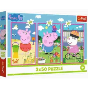 Комплет Trefl со три сложувалки од по 50 делови – Peppa Pig – силата на пријателството