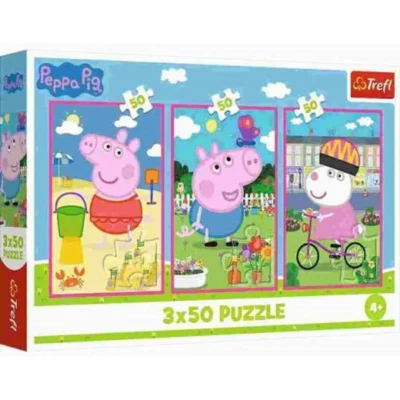 Комплет Trefl со три сложувалки од по 50 делови – Peppa Pig – силата на пријателството