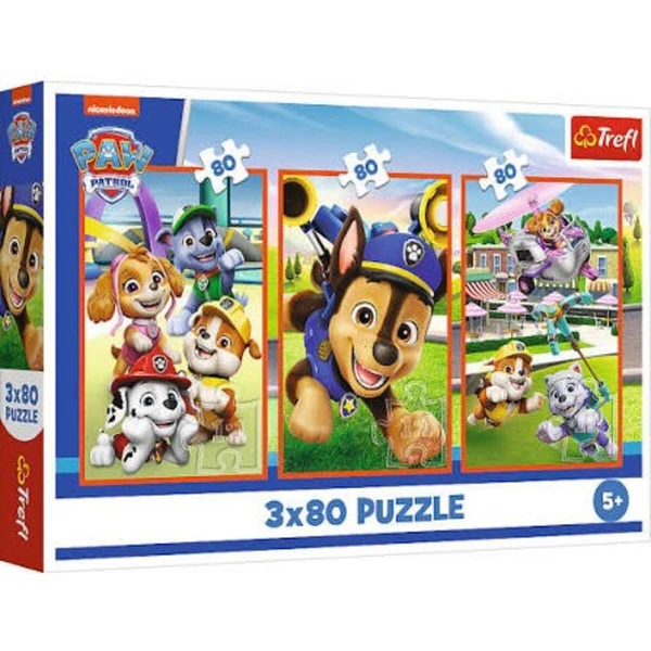 Комплет Trefl со три сложувалки од по 80 делови – Paw Patrol – кучешка дружина