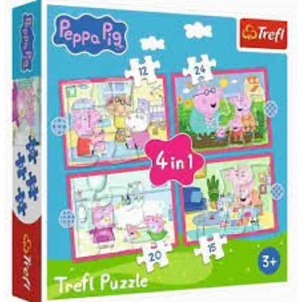 Комплет сложувалки Trefl 4во1, 12–24 делови – Peppa Pig – четири авантури