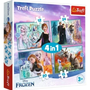 Комплет сложувалки Trefl 4во1, 12–24 делови – Frozen II – четири волшебни сцени