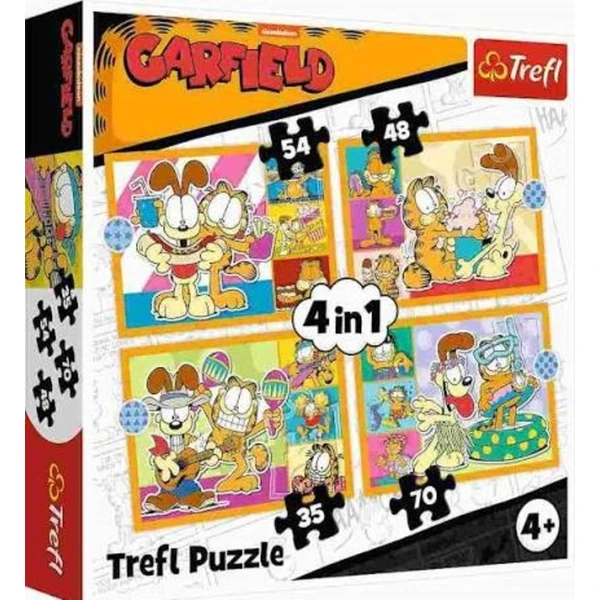 Комплет сложувалки Trefl 4во1, 35–70 делови – Garfield и саканата лазања