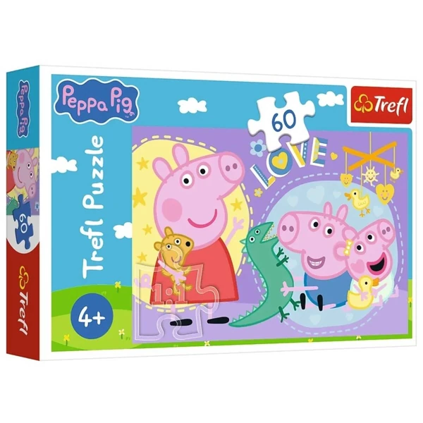 Сложувалки Trefl со 60 делови – ликови, животни и возила – Peppa Pig – веселото прасенце