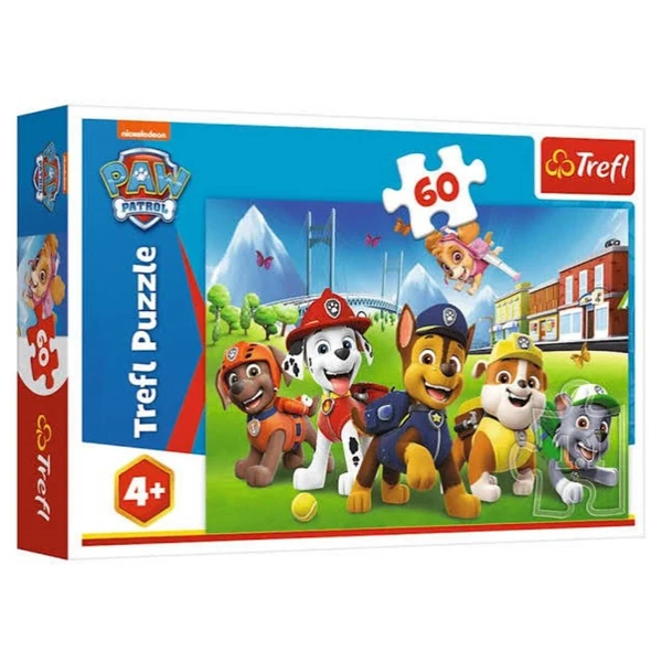 Сложувалки Trefl со 60 делови – ликови, животни и возила – Paw Patrol – екипата на тревникот