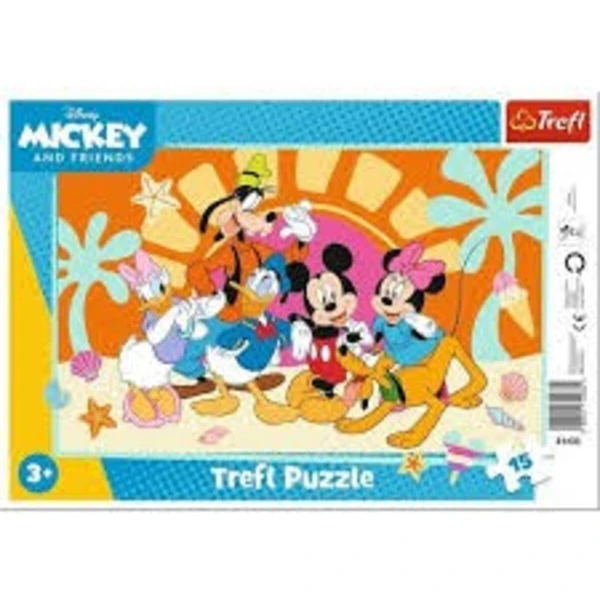 Сложувалки Trefl во рамка, 15 делови – избор на мотив – Рамка 15 – љубопитниот Mickey и дружината