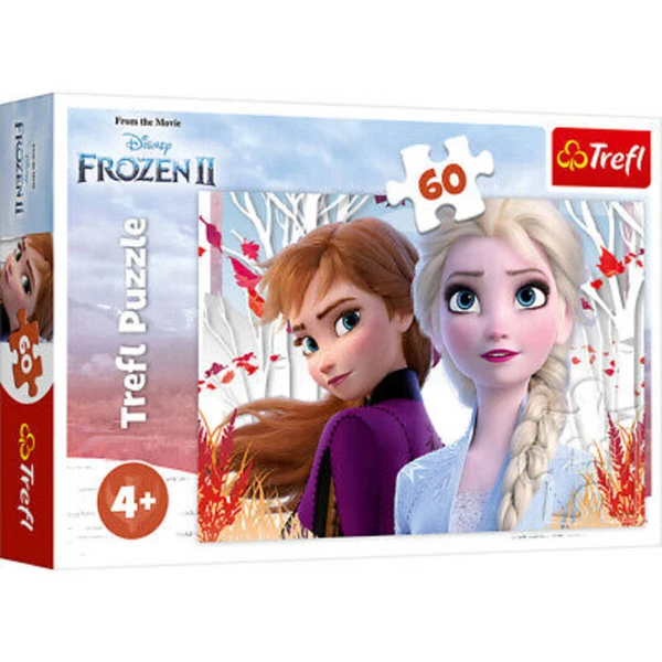 Сложувалки Trefl со 60 делови – ликови, животни и возила – Frozen II – Ана и Елса во снег