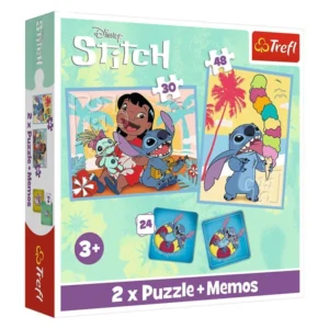 Trefl – две сложувалки и игра за меморија во еден комплет – Puzzle + Memos – Lilo и Stitch