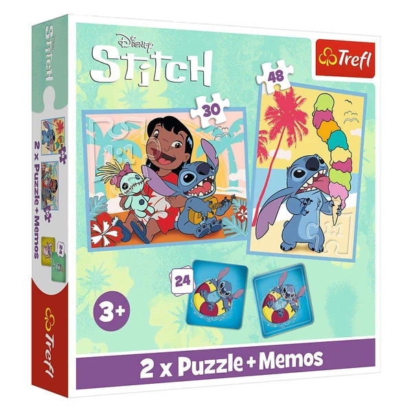 Trefl – две сложувалки и игра за меморија во еден комплет – Puzzle + Memos – Lilo и Stitch